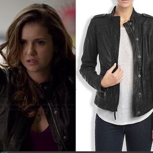 ASO Elena Gilbert vampire diaries lucky brand joyride black leather jacket M